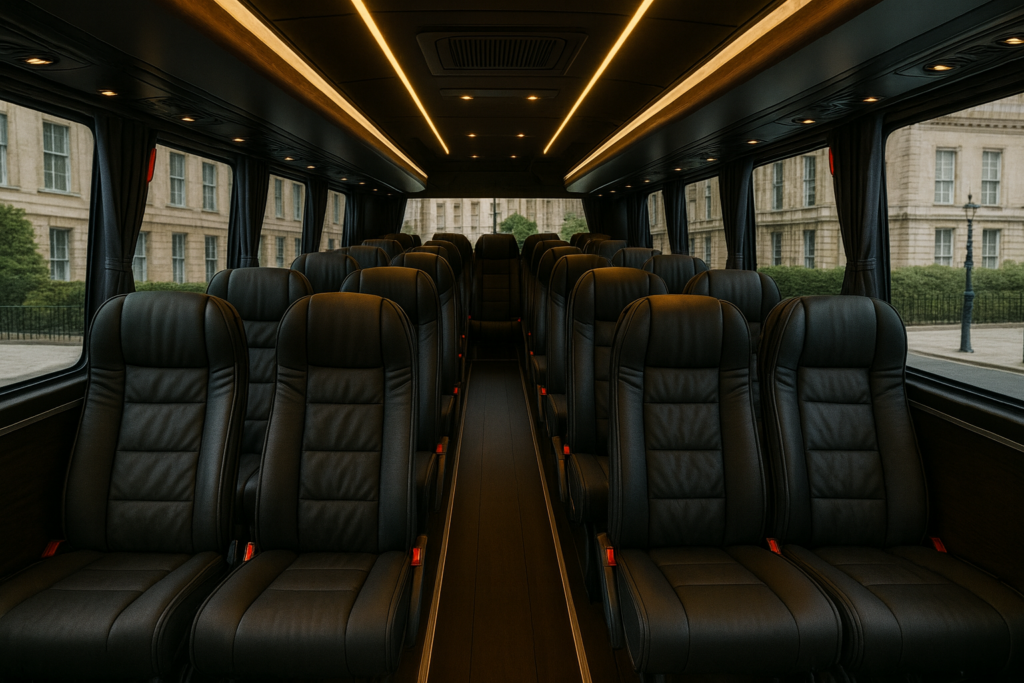 Stansted Airport Minibus Hire company logo - luxury interior